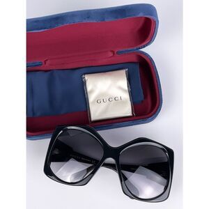 NEW Gucci GG0875S 001 Women Rectangle Oversized Black Grey Gradient Sunglasses
